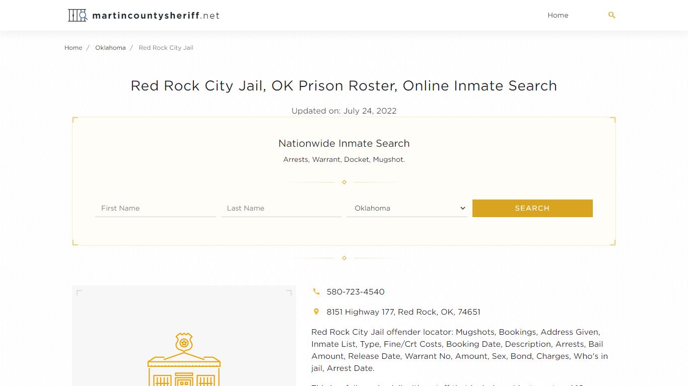 Red Rock City Jail, OK Prison Roster, Online Inmate Search ...