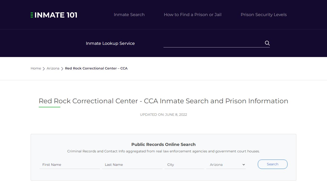 Red Rock Correctional Center - CCA Inmate Search ...