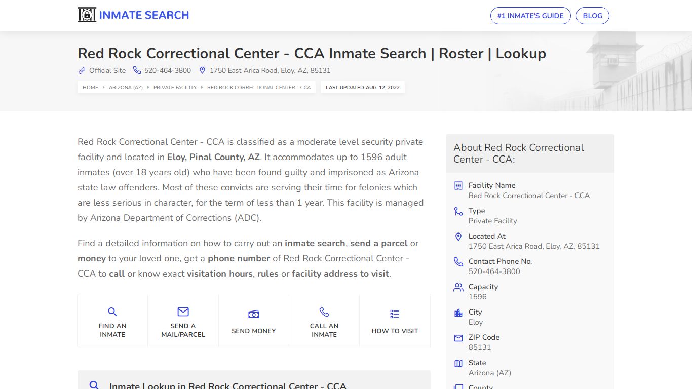 Red Rock Correctional Center - CCA Inmate Search | Roster ...