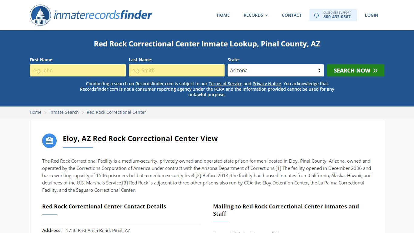 Red Rock Correctional Center Roster & Inmate Search, Pinal ...